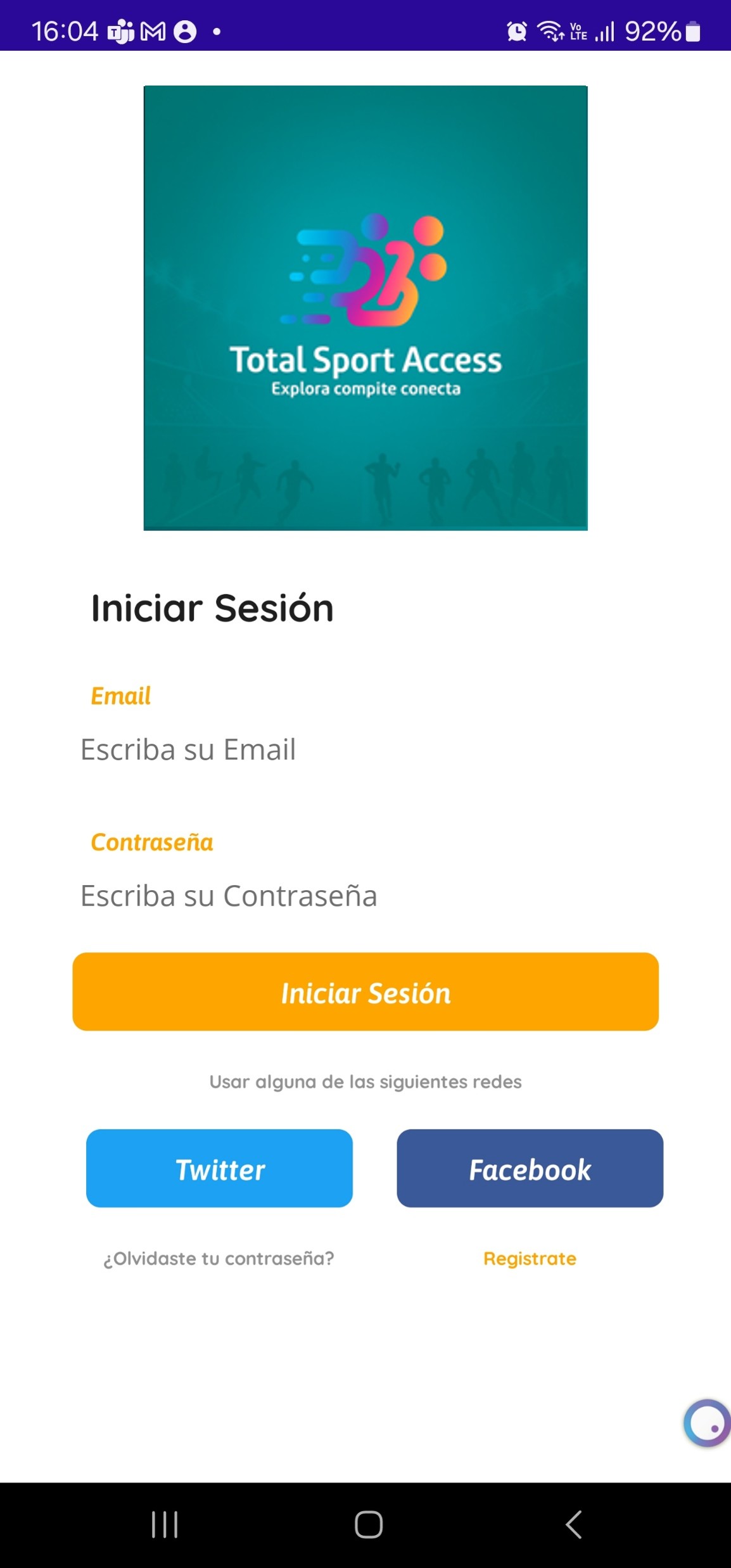Vista previa de la aplicación Total Sport Access